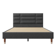 Letto Matrimoniale 140x200 cm; 2 Posti - Testiera Imbottita; con Doghe - Grigio
