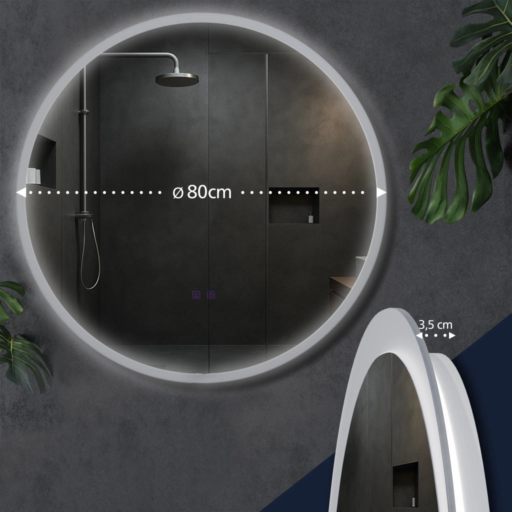 Specchio da bagno Laconia 80 con Bluetooth
