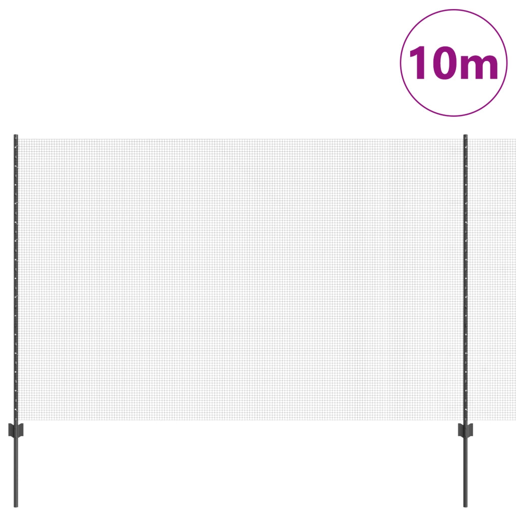 Recinzione in Filo Saldato con 10 U Post Grigi 1.6x10 m Acciaio