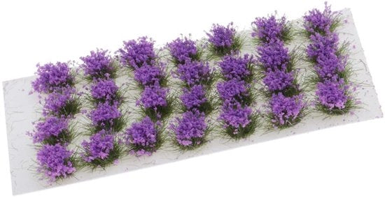 Pavimenti statici per erba - Modellazione di prato finto - Autoadesivi - Blu viola - Territorio di modellazione per wargaming - 32 pezzi