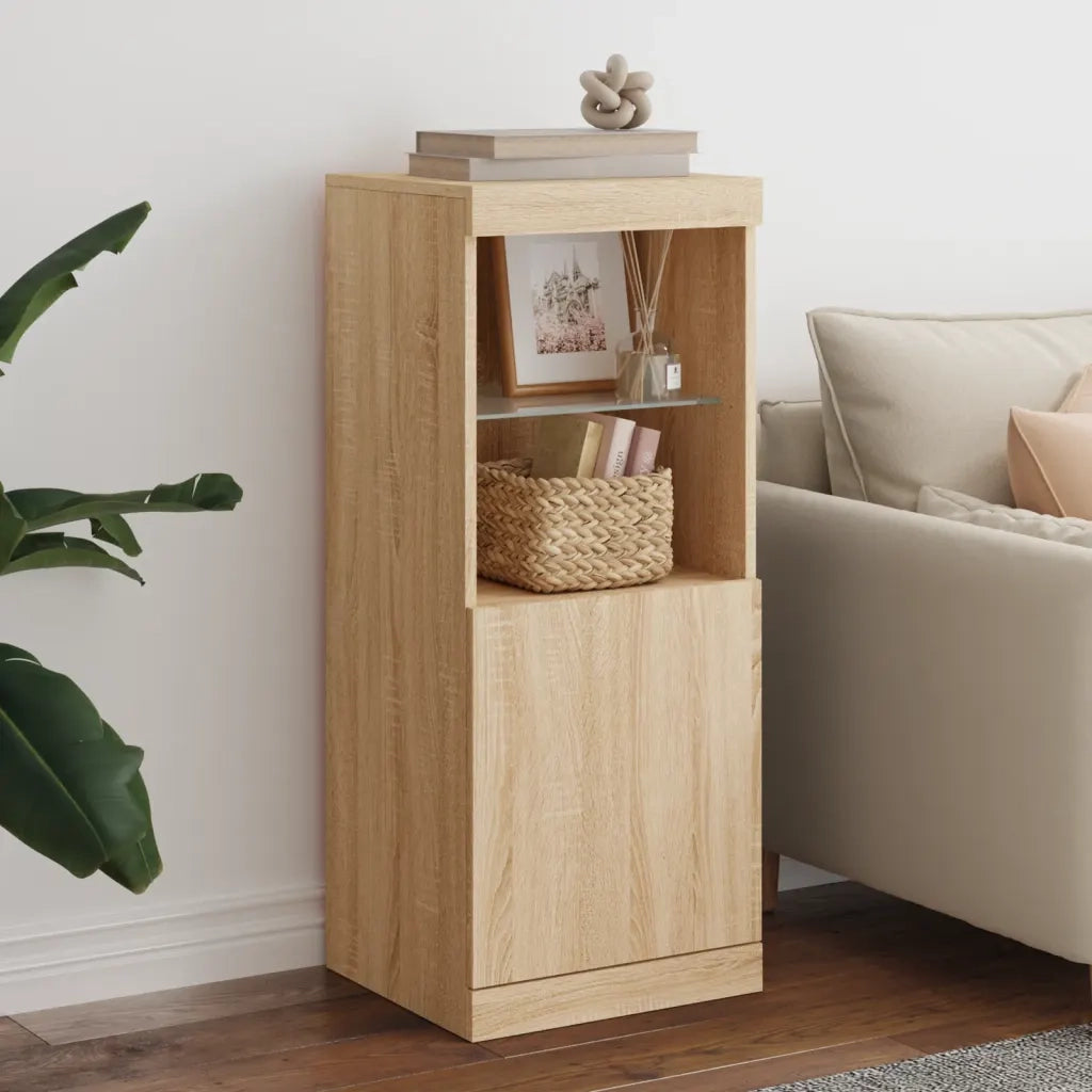 Credenza con Luci LED-Buffet-Armadio da cucina Rovere Sonoma 41x37x100 cm 196476
