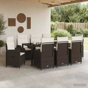 Set da pranzo per esterni 9 pz Marrone e Bianco Crema 3422319