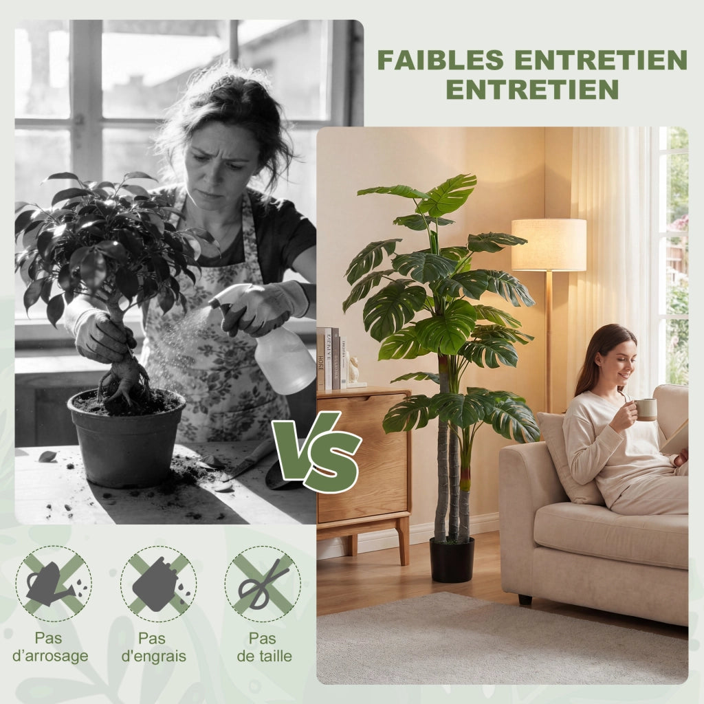 Pianta Artificiale Monstera con Vaso ¨C Zephmum ¨C Verde H 150 cm