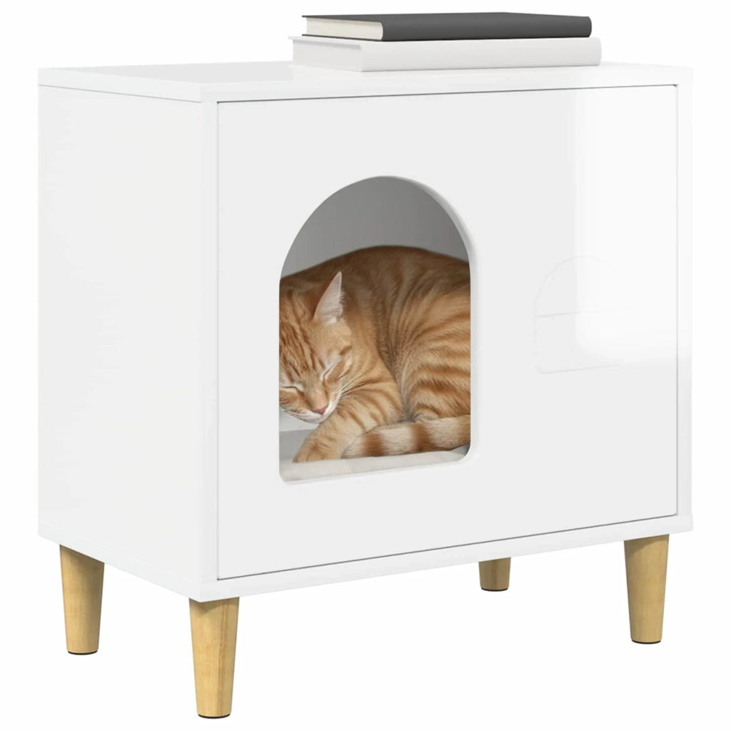Casa per Gatti Bianco Lucido 51 x 30 x 52 cm Legno multistrato 8000666