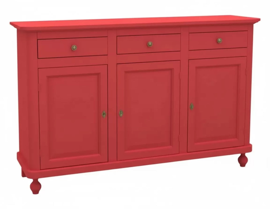 Madia credenza 3 ante legno shabby rosso 158x45x98 - Mobili 2G