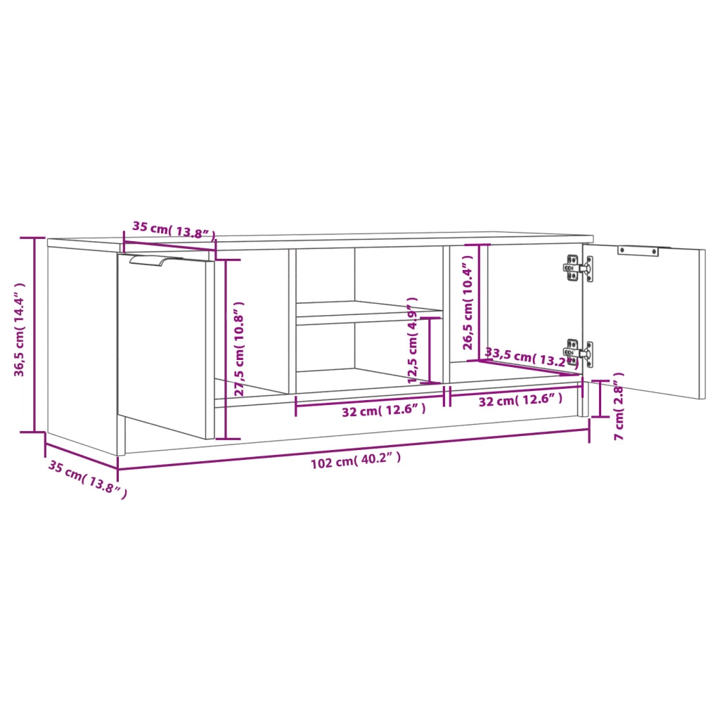 Mobile TV Grigio Sonoma 102x35x36,5 cm in Legno Multistrato 817133