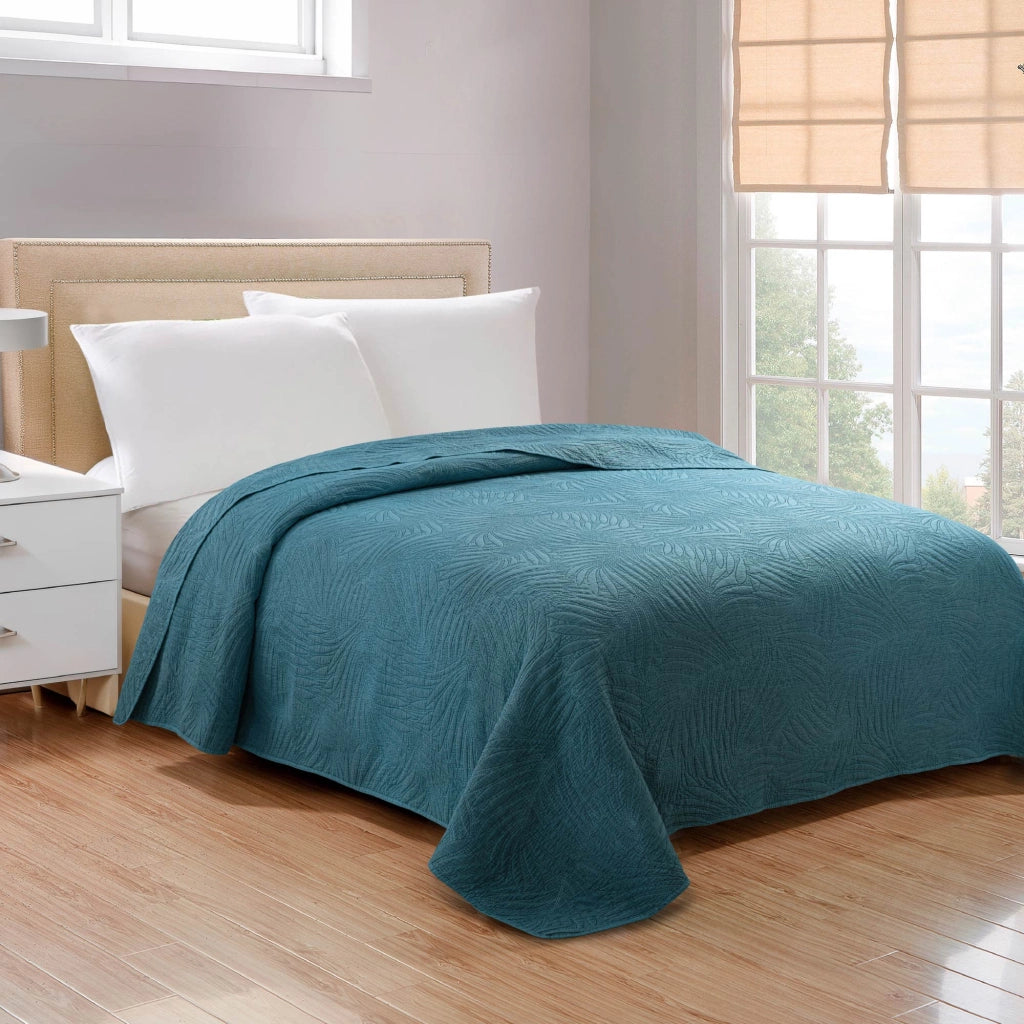 Copriletto Trapuntato Matrimoniale Stone Washed 250x250 cm in Microfibra Anallergica 120 gr/mq Trapuntino Leggero Primaverile Estivo Morbido e Resistente Ottanio