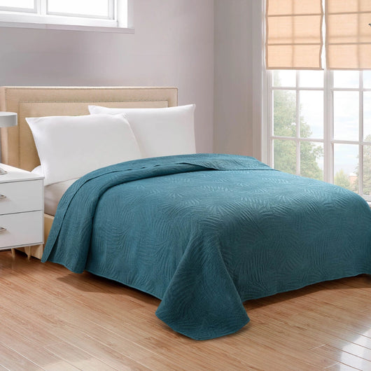 Copriletto Trapuntato Matrimoniale Stone Washed 250x250 cm in Microfibra Anallergica 120 gr/mq Trapuntino Leggero Primaverile Estivo Morbido e Resistente Ottanio