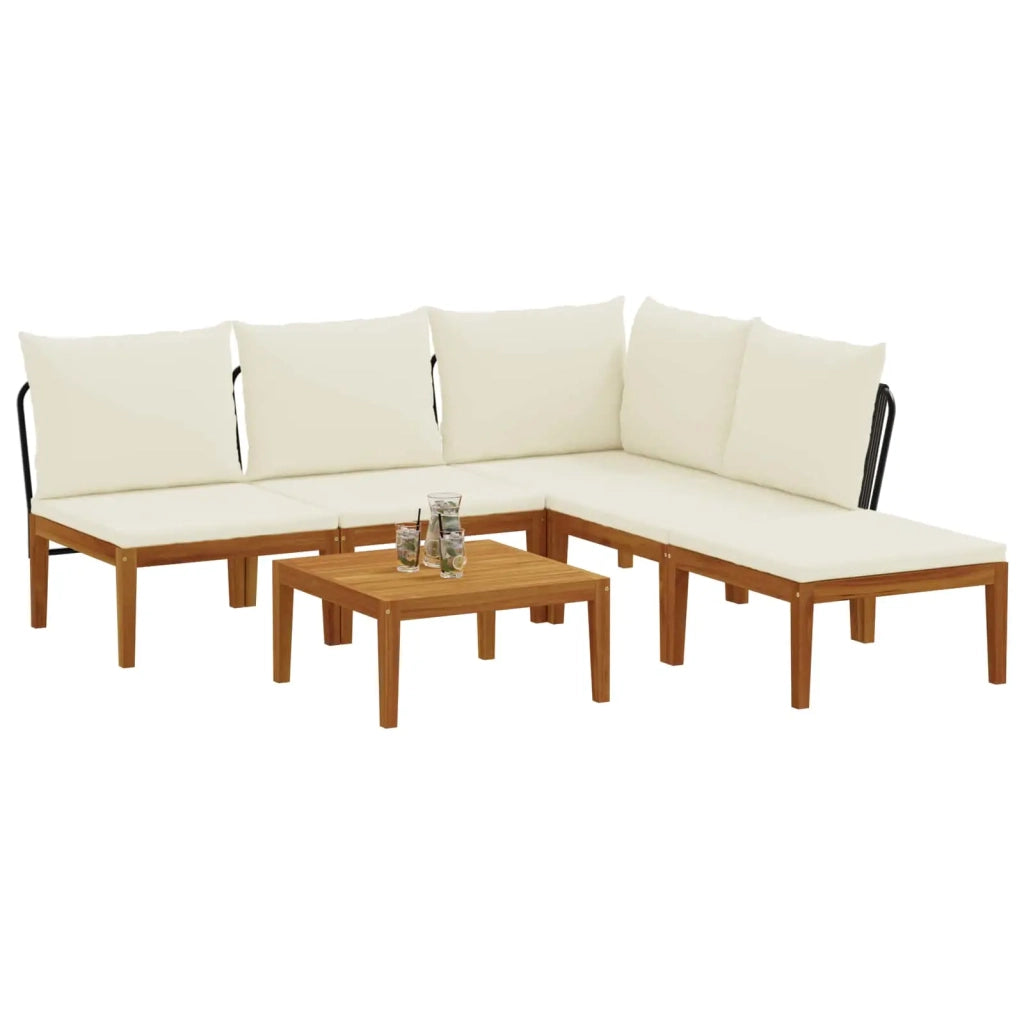 6 pcs Legno massiccio di acacia e corda Naturale 3407728