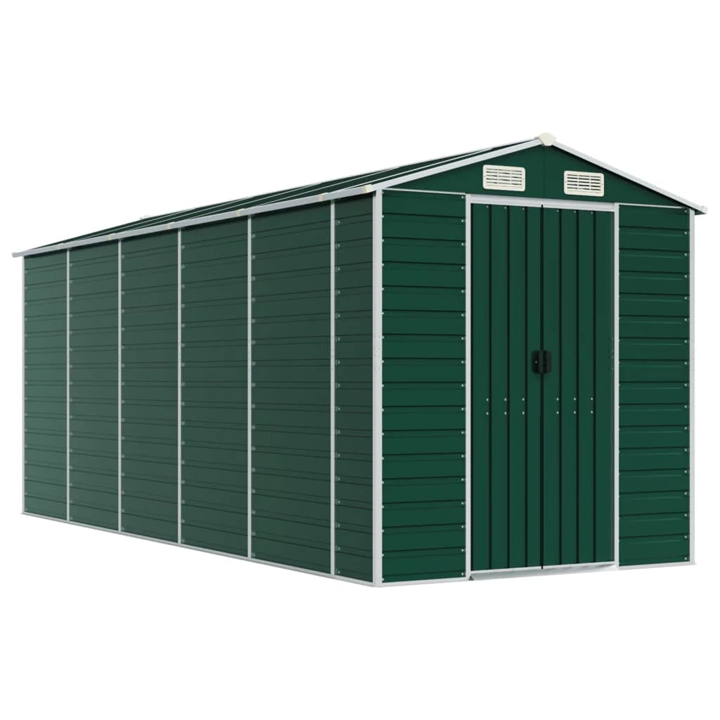 Casetta da giardino cabina ripostiglio casetta da esterno robusta casetta per attrezzi 191 x 470 x 198 cm acciaio zincato verde 02_0022351