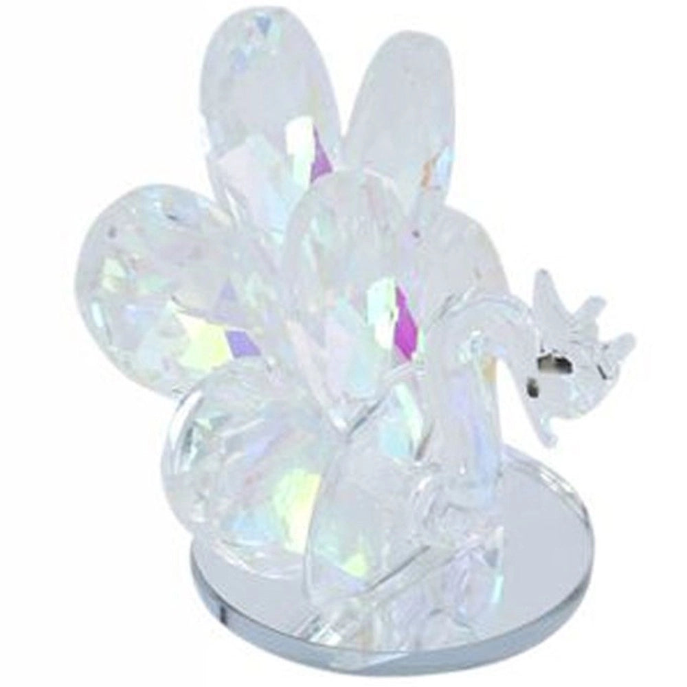 Trade Shop - Pavone Cristallo Bomboniera Regalo Decorazione Vetro Battesimo Matrimonio 7 Cm -