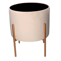 Pouf Contenitore Ø40xh51 cm in Tessuto Crema