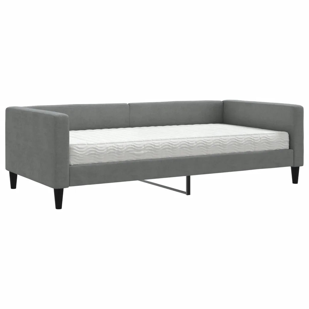 Divano Letto con Materasso Grigio Scuro 100x200 cm in Tessuto 3196566