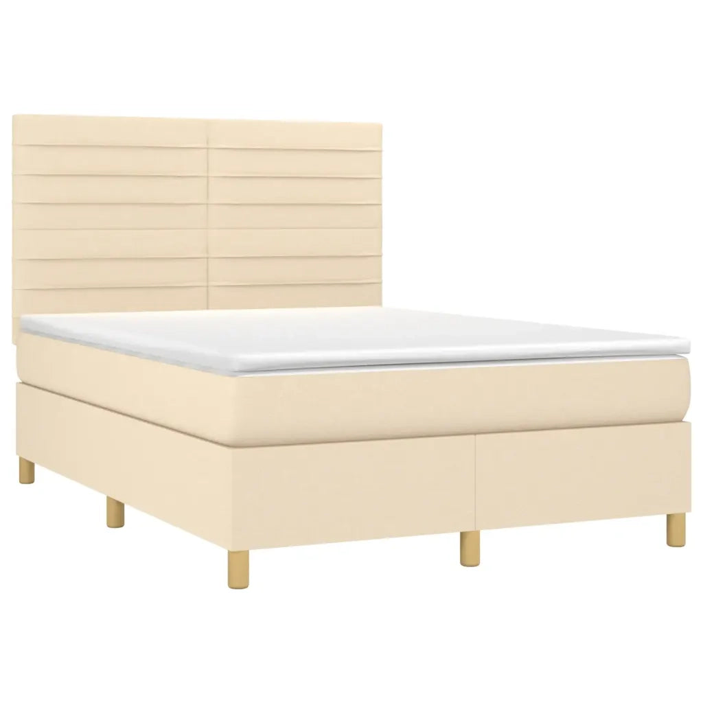 Letto a Molle con Materasso e LED Crema 140x190 cm in Tessutocod mxl 75038