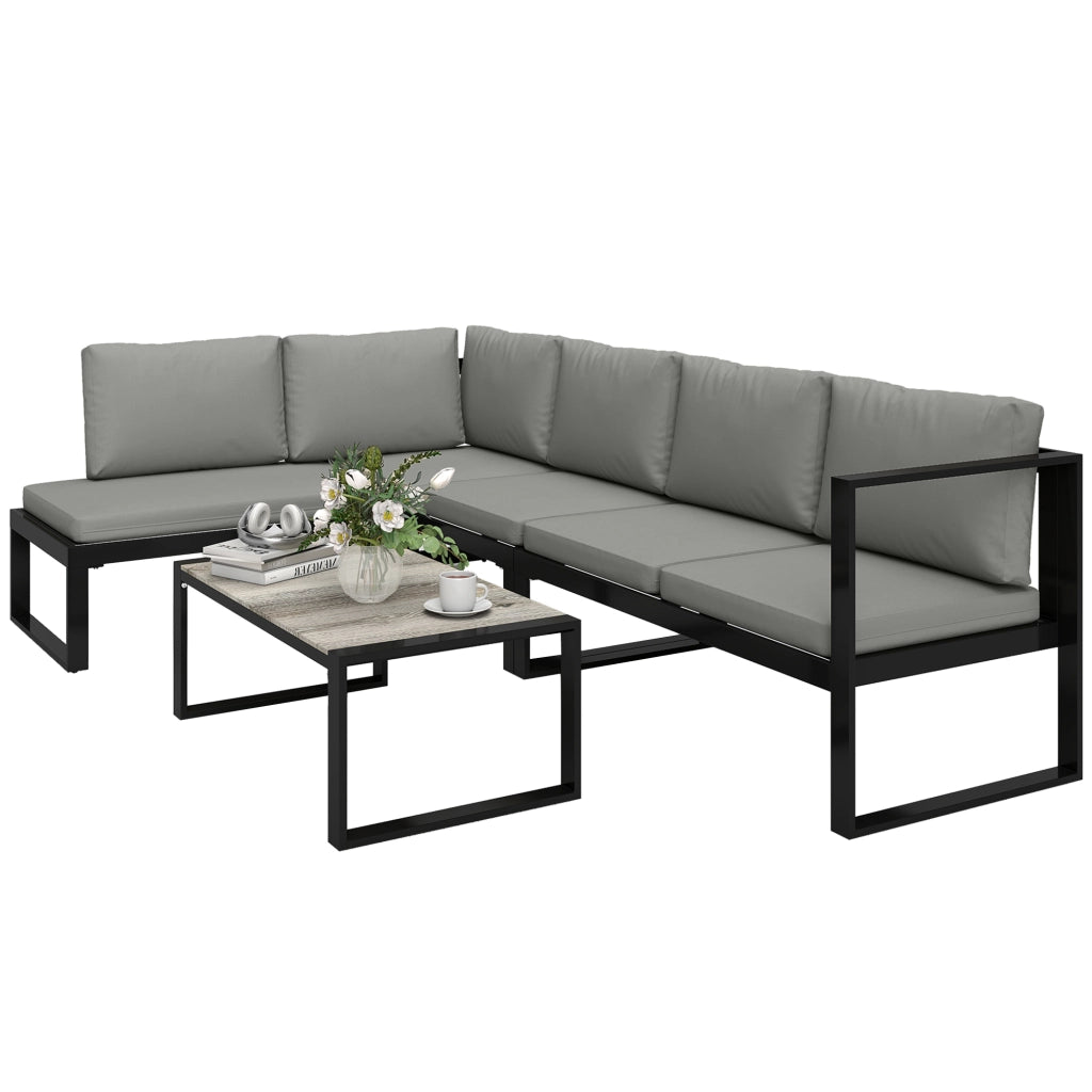 Set divano angolare 5 posti esterno ¨C zephmum ¨C grigio scuro polyrattan
