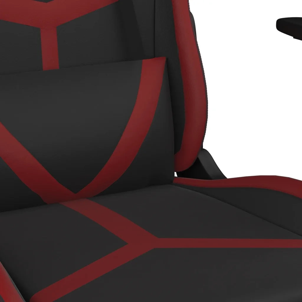 vidaXL Sedia da Gaming con Poggiapiedi Nero e Rosso Vino in Similpelle