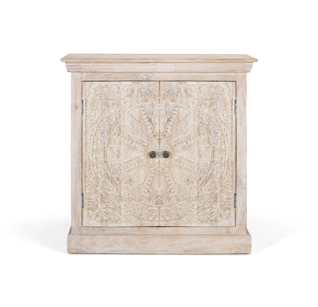 Credenza a due ante realizzata a mano in legno di mango