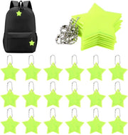 Riflettori di sicurezza a forma di stella, 30 pezzi, fluorescente giallo, impermeabili, catena di aggancio pratica, riflettori di sicurezza