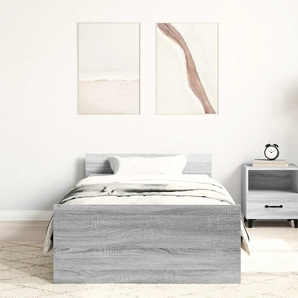 Giroletto-Struttura Letto Grigio Sonoma 90x190 cm in Legno Multistrato 370269