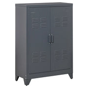 EasyComfort Mobiletto Multiuso 2 Ante Stile Industriale in Metallo per Casa e Garage, 75x33x110cm, Grigio
