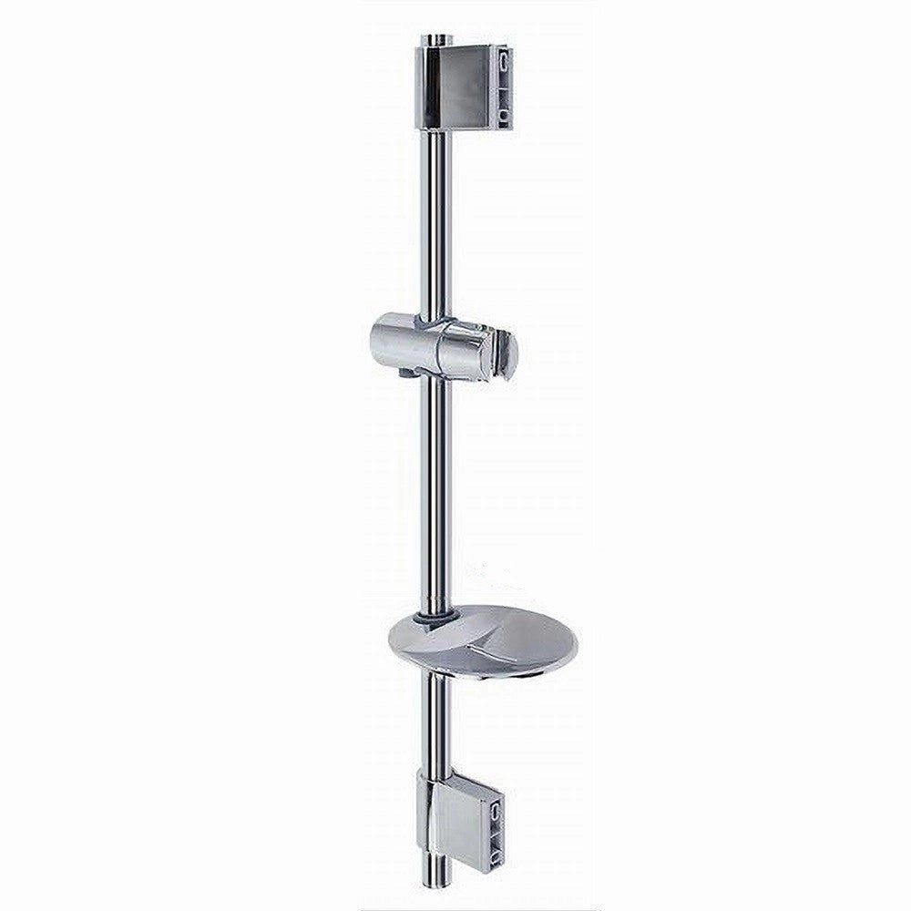 Trade Shop - Saliscendi Cromato Per Soffione Doccia Con Porta Sapone Bagno Moderno 60cm 79361 -