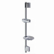 Trade Shop - Saliscendi Cromato Per Soffione Doccia Con Porta Sapone Bagno Moderno 60cm 79361 -