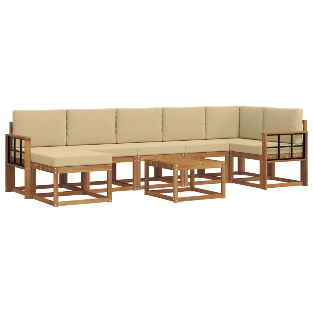 Set di divani da esterno con cuscino 8 pcs Naturale e Beige