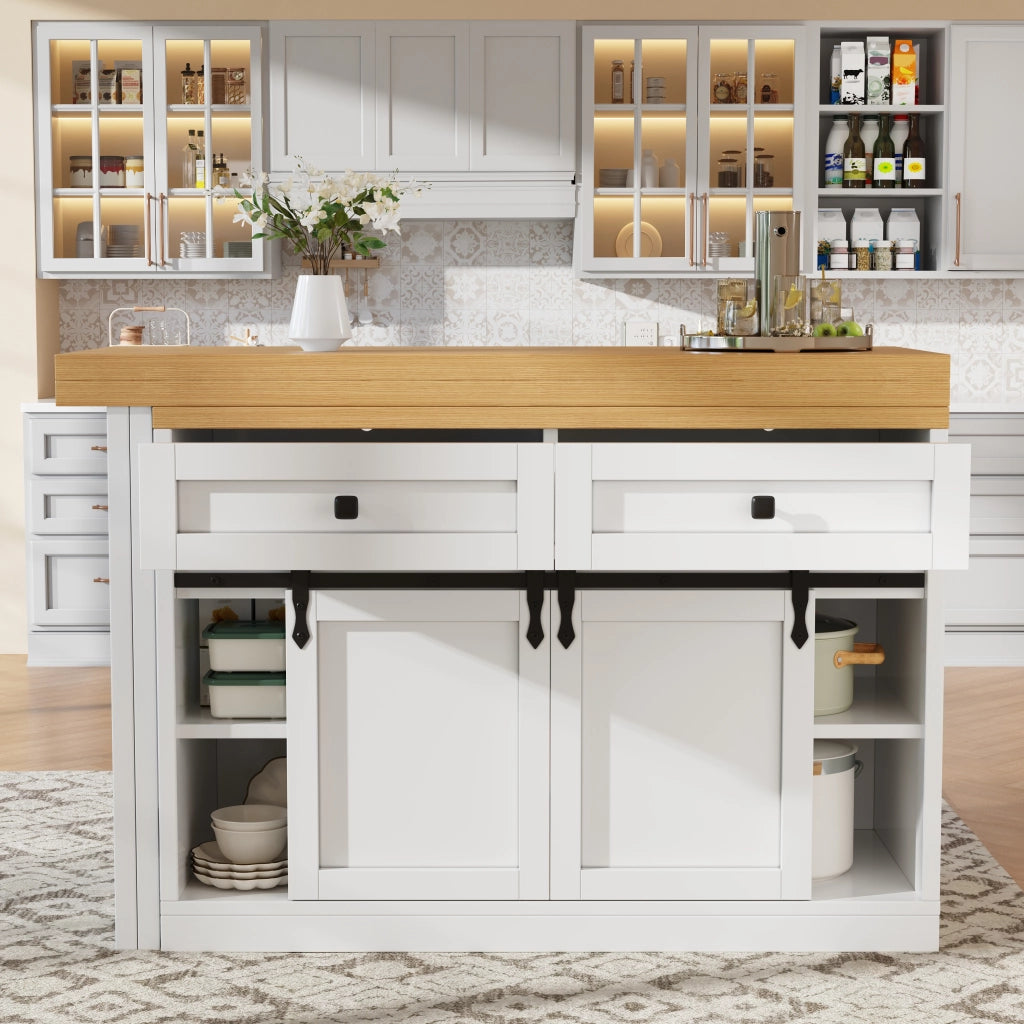 ISOLA DA CUCINA Girevole 120-197 cm Bianco MDF e Metallo