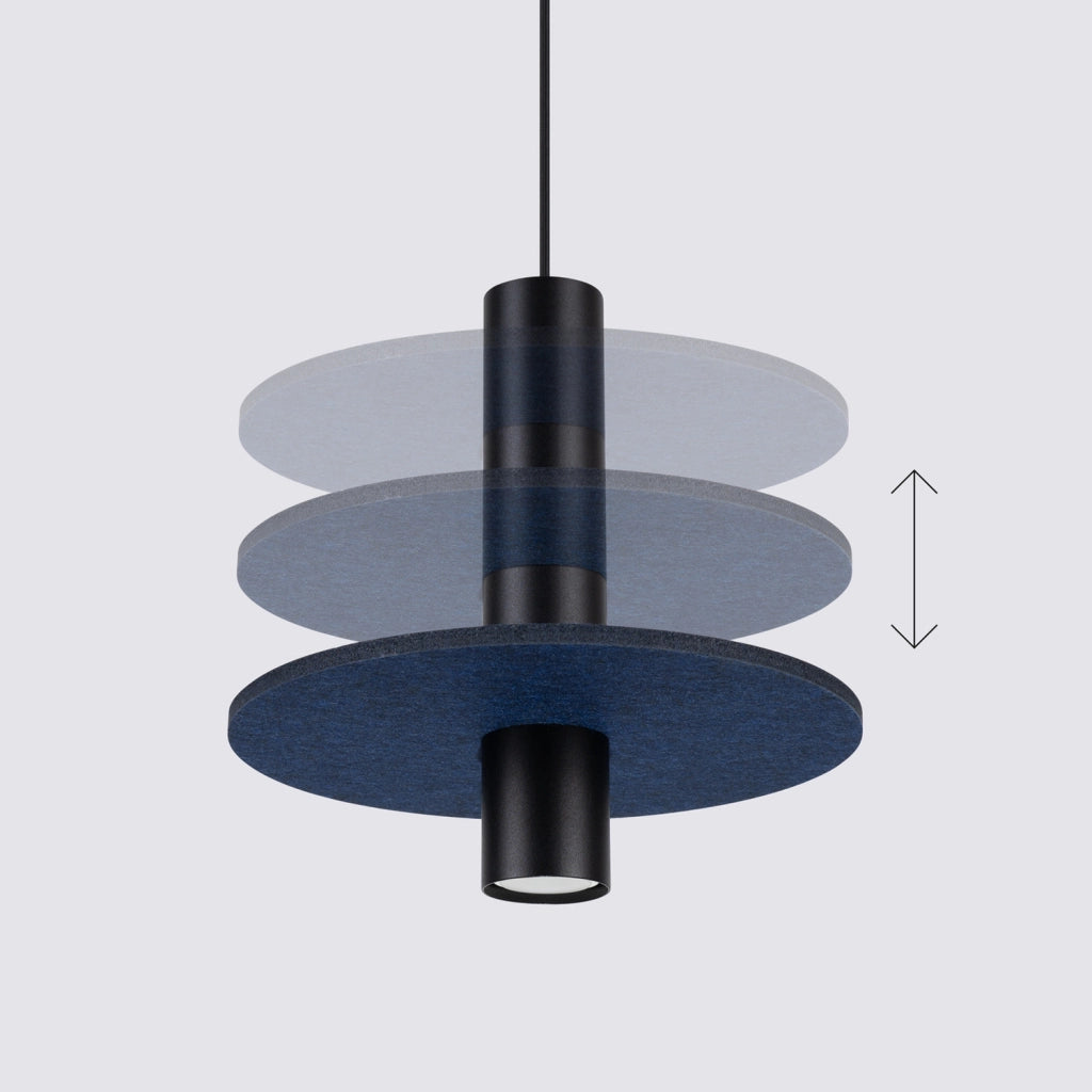 Sospensione moderna nera, disco feltro blu regolabile GU10 SCUTUM