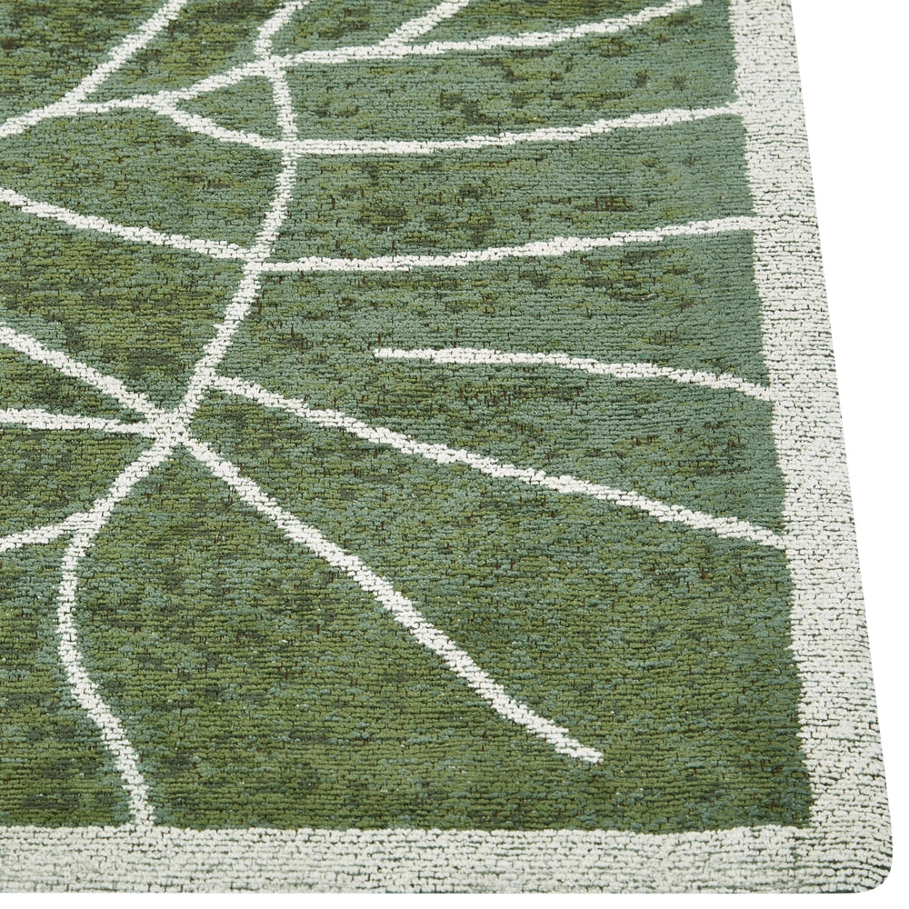 Tappeto verde 200 x 300 cm Boho Moderno Motivo a Foglie
