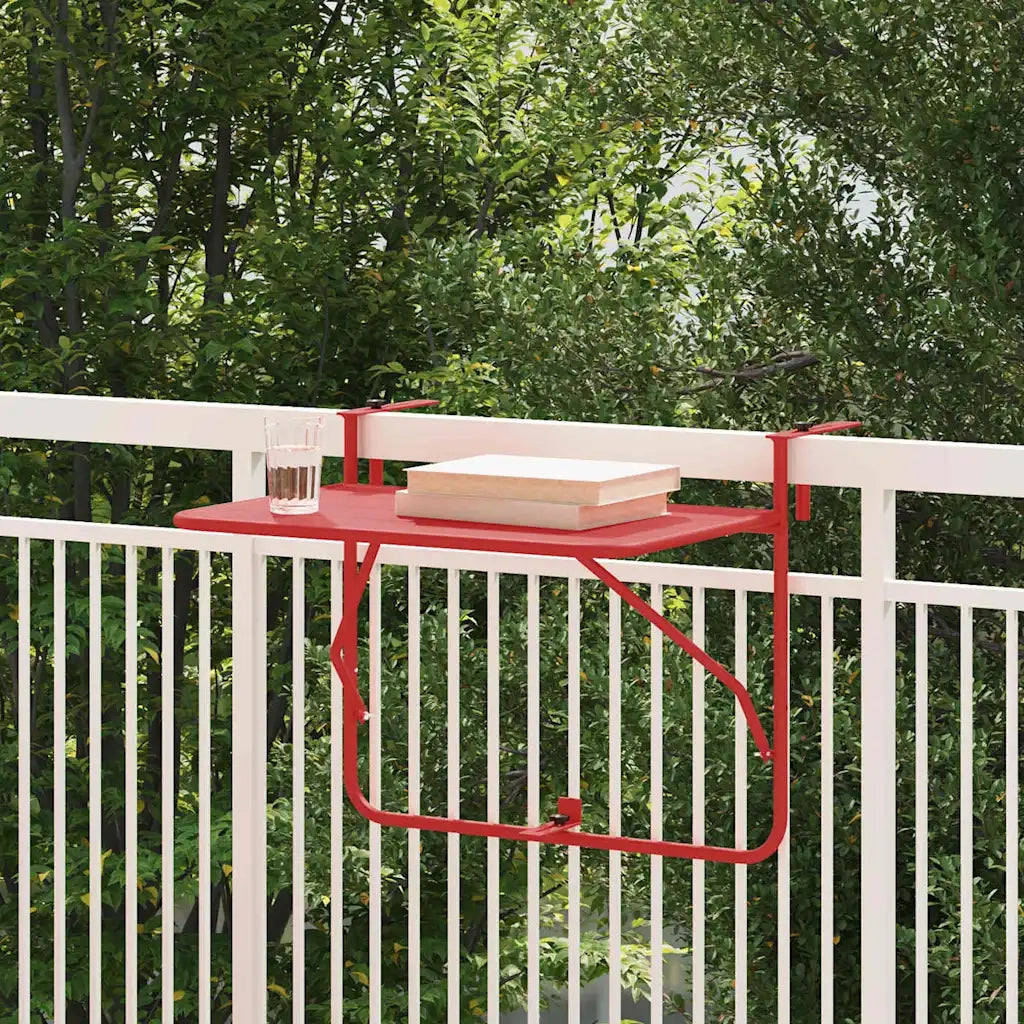 Tavolo Appeso da Balcone Rosso 60 x 39 x 65 cm Acciaio 42008078