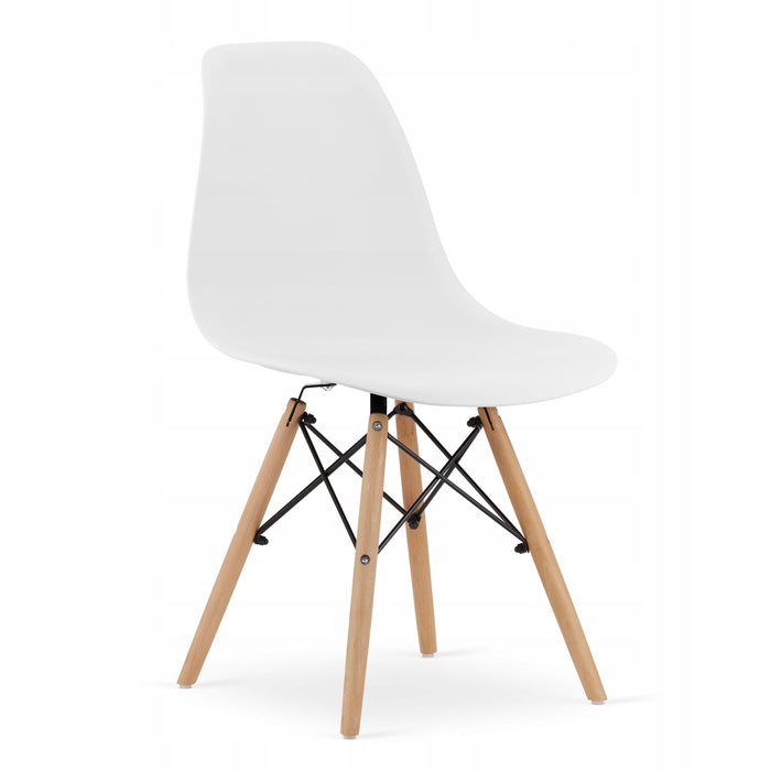 Tavolo rotondo bianco Valora KOVA Ø80 con gambe in faggio + 3 sedie OSAKA