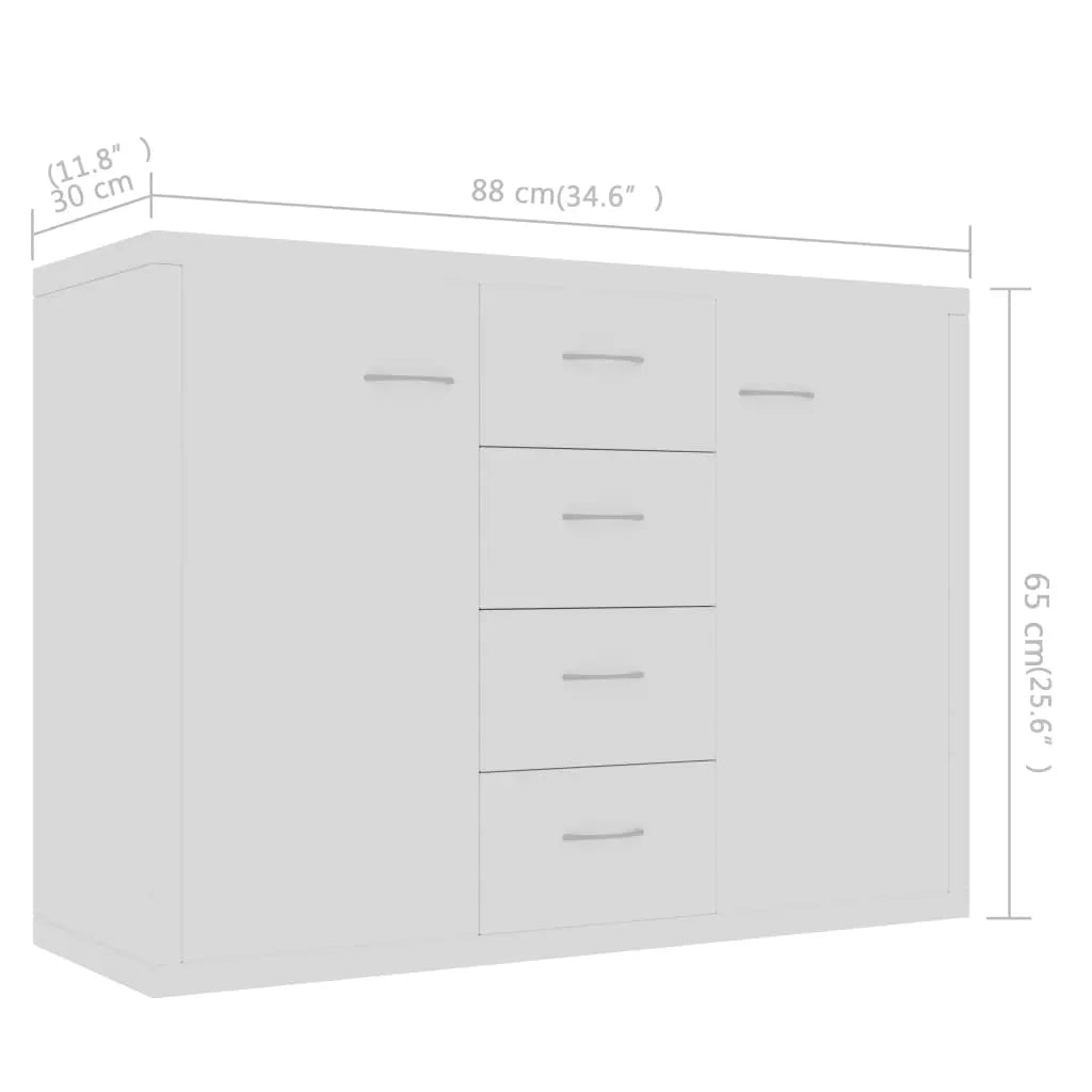 Credenza | Madia | Buffet da pranzo | Armadio da pranzo Bianca 88x30x65 cm in Legno Multistrato