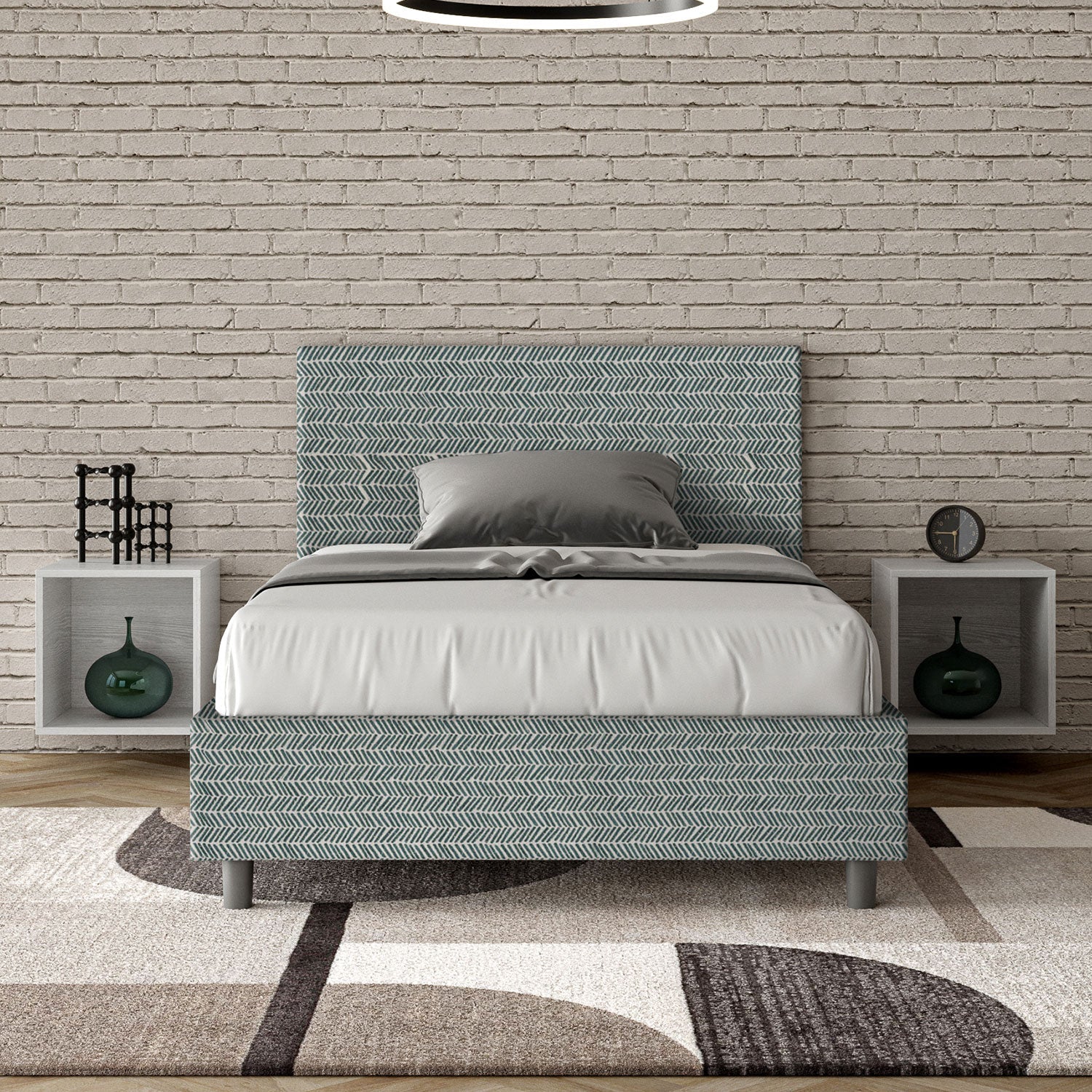 Letto 1 Piazza e Mezzo 120x200 cm Senza Rete Adele Aragona 7 Azzurro