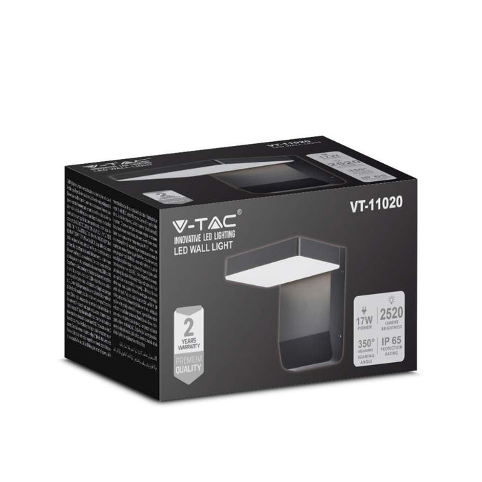 Luce a parete led 20W Light 4000K Black Body Square da esterno IP65