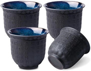 Set di tazze da tè in ceramica da 4 - 165 ml - Tazze da tè - Tazze da caffè - Resistenti al lavastoviglie - Fatto a mano con rilievo - Tazza da moka