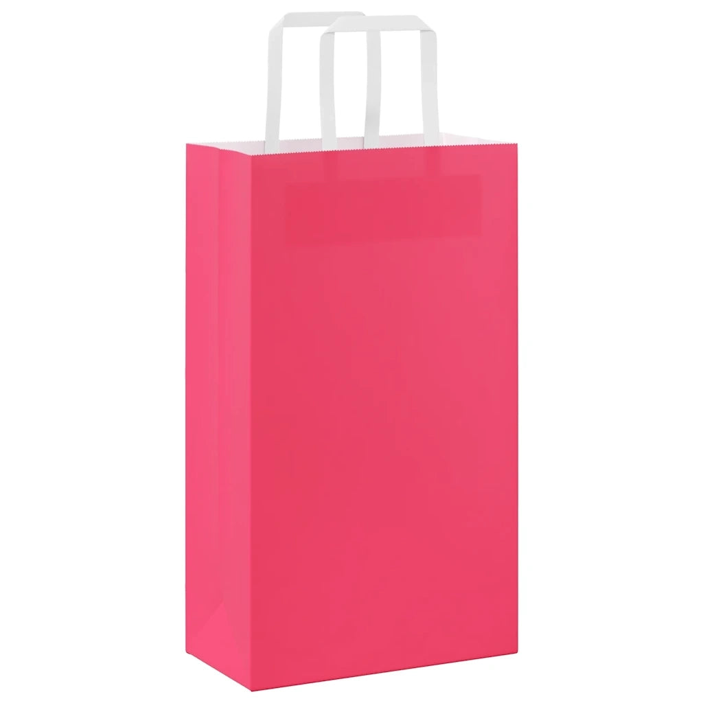 Sacchetti di Carta 250 pz con Manici Rosa 21x11x36 cm 4101897