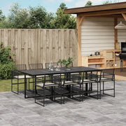 vidaXL Set da Pranzo da Giardino 9 pz con Cuscini Nero in Polyrattan
