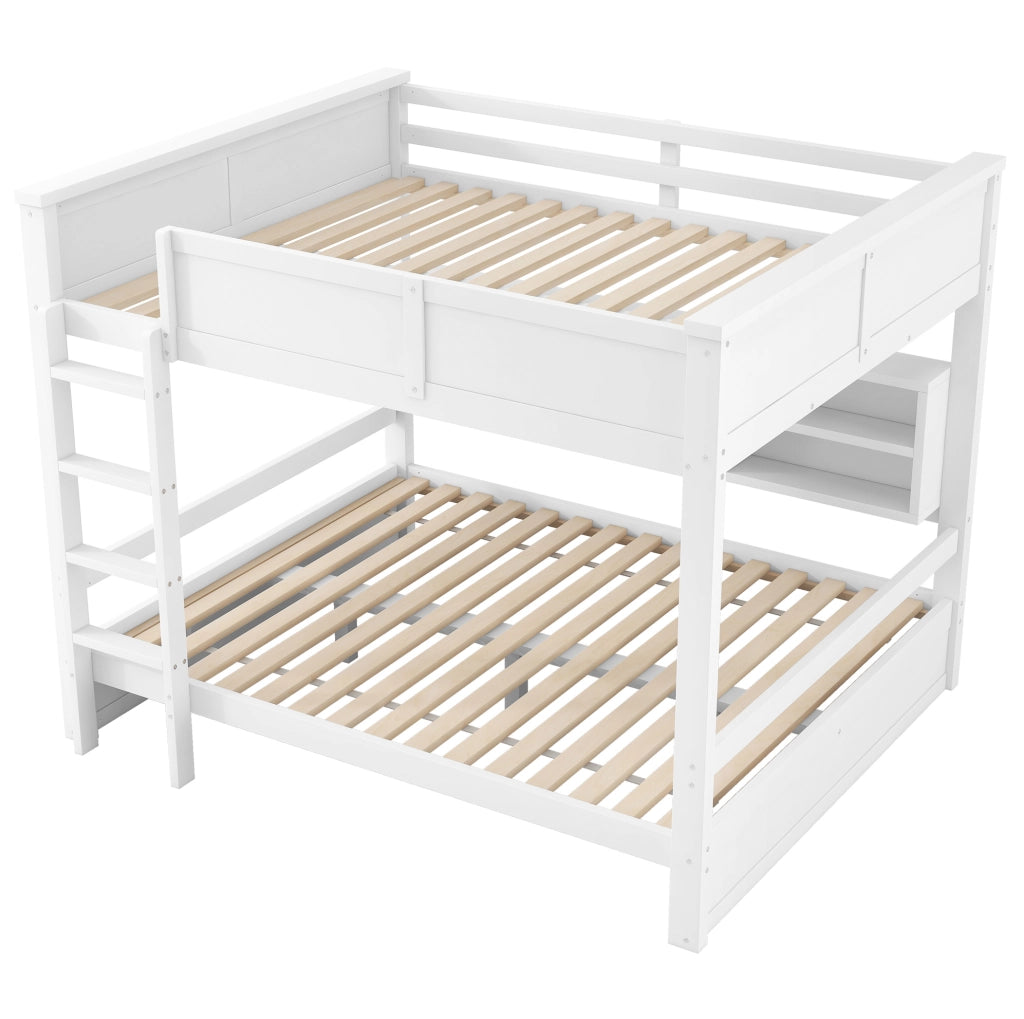 Letto a castello 160x200 cm con 6 vani contenitore e luce LED; bianco; in pino e MDF