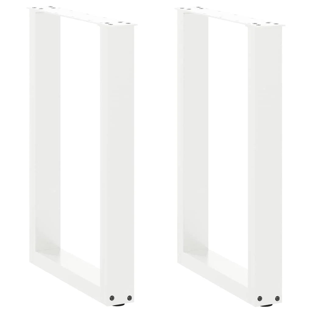 Set di 2 gambe per tavolo da pranzo moderne robuste e regolabili a forma di U 50 x 73 cm acciaio bianco 02_0057417
