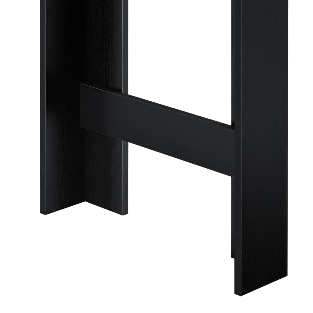 Bancone Tavolo Alto da Bar Kouvola con 3 Scomparti Aperti 110x50x103 cm - Nero/Effetto Rovere [en.casa]