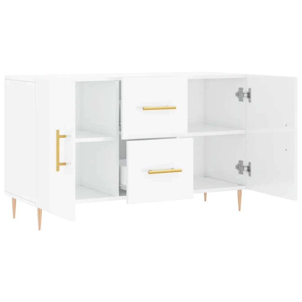 Credenza Bianco Lucido 100x36x60 cm in Legno Multistrato 828158