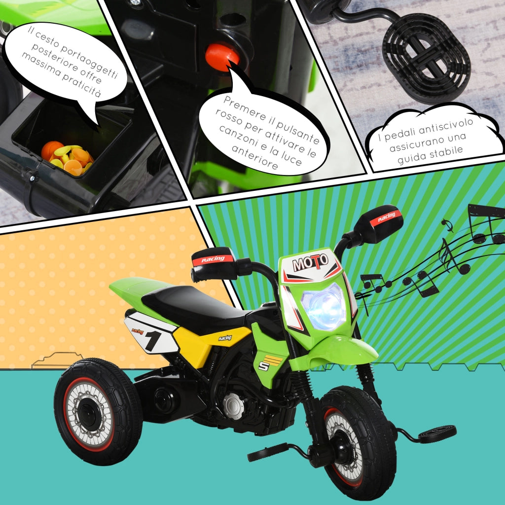 Triciclo per bambini a pedali con luci e suoni ¨C zephmum ¨C verde 71x40x51cm