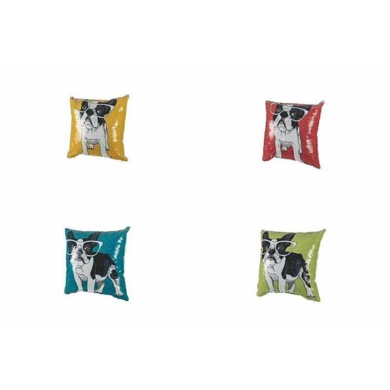 CUSCINO ARREDO PAILLETTES 40X40 CANI COLORI ASSORTITI