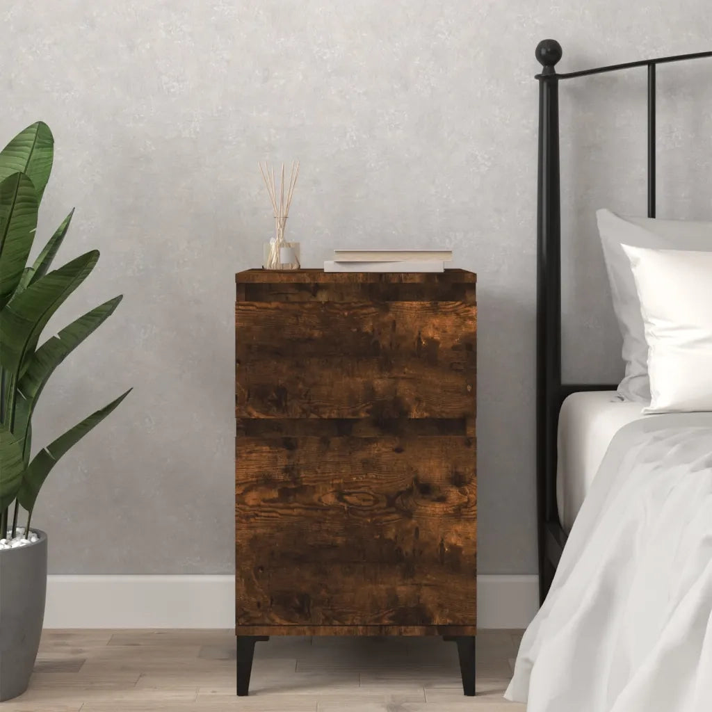 Comodino | Armadio da Notte | Mobiletto da notte Rovere Fumo 40x35x70 cm