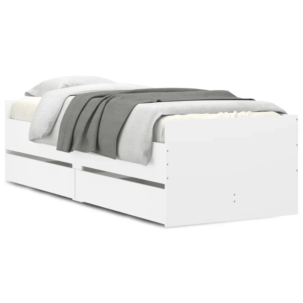 Giroletto con Cassetti-Struttura Letto con contenitore Bianco 100x200 cm 886796