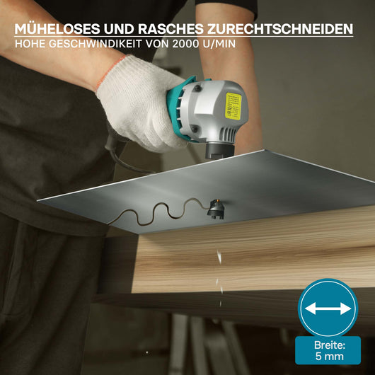 Roditrice per lamiera 500W profondità di taglio fino a 2,5mm testa di roditura rotabile a 360°