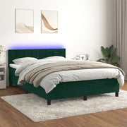 Letto a Molle con Materasso e LED Verde Scuro 140x190cm Velluto 3134402