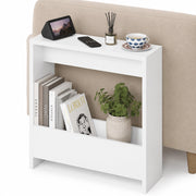 Tavolino Laterale Divano Bianco Tavolo Salvaspazio Multifunzione 55x20x60cm