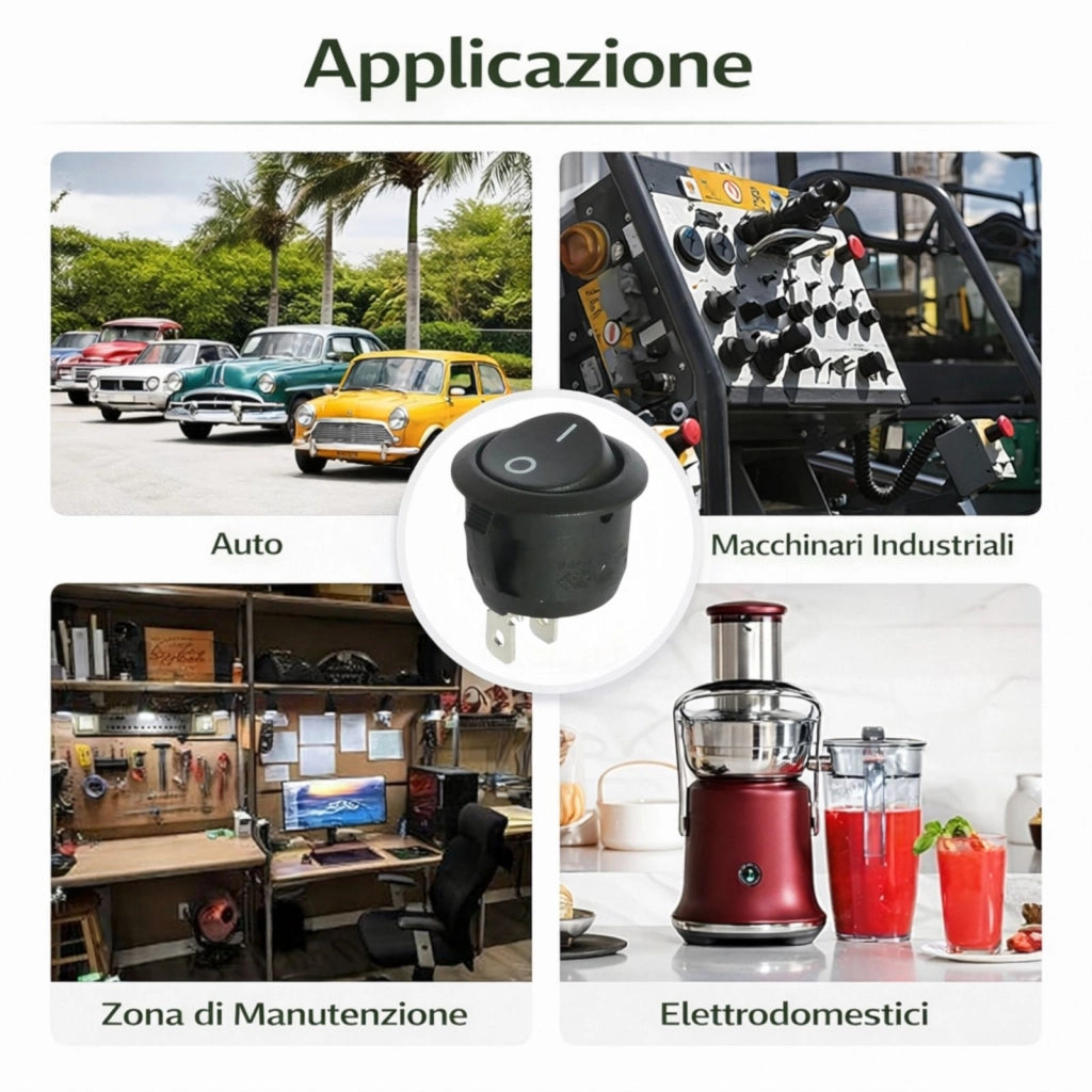 10 Pezzi Interruttore a Bilanciere ON/OFF 6A 250V 2 Poli per Auto 12V LED